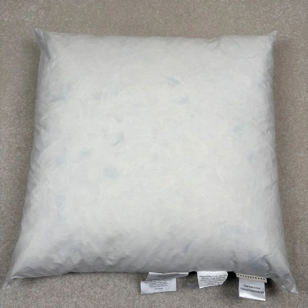Pottery Barn 20x20 White Goose Feather Square Pillow‎ Insert Cotton Cover